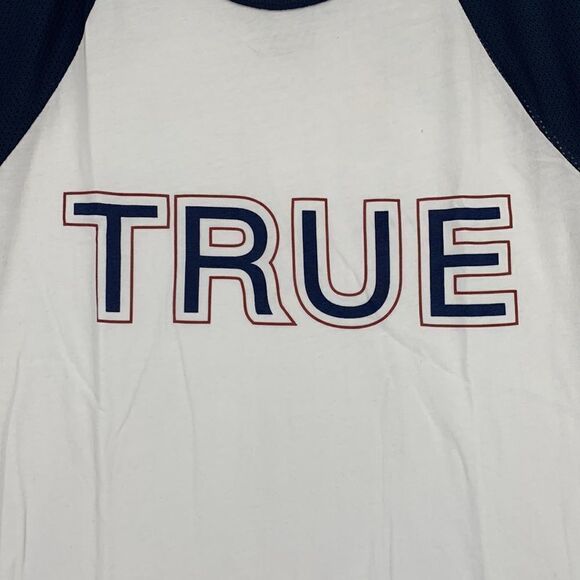 True Religion Logo Contrast Raglan Mens T-Shirt NWT XL - Picture 3 of 8